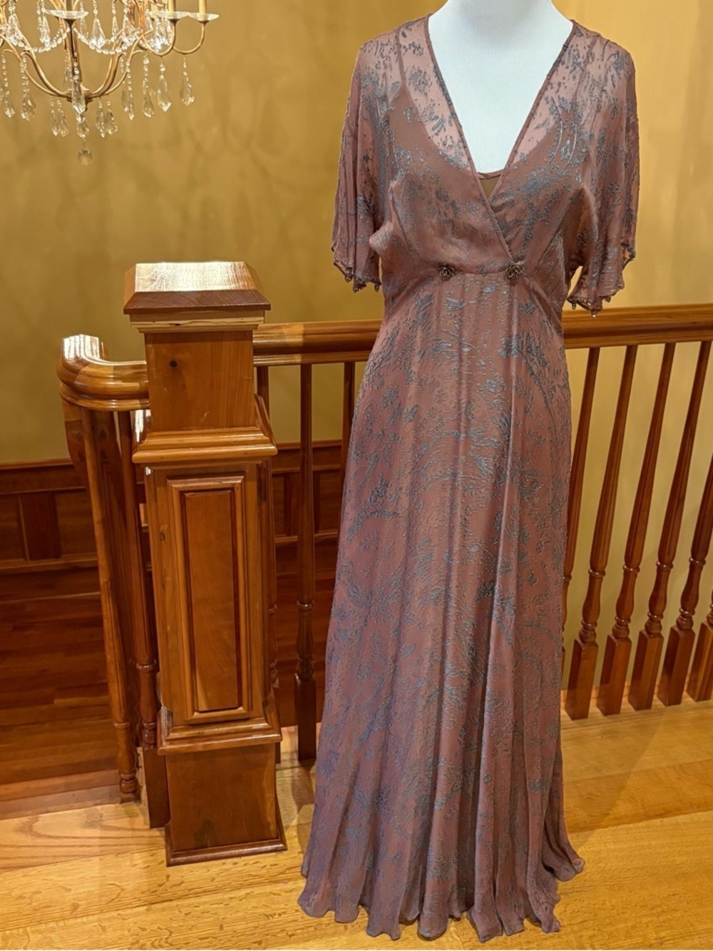 NWOT Vintage 90s 100% Silk Dusty Rose Evening Feminine Formal Gown Sz 6